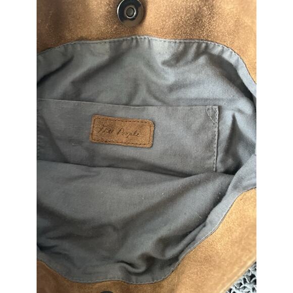 Free People Bohemian Fringe Bag Cow Suede Silver Metal Hippie Western Cowgirl - Picture 2 of 8